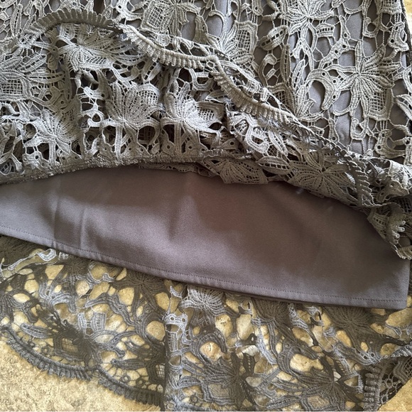 NWT J.O.A. grey lace dress- just one answer size large woman’s dress cap sleeve - Picture 10 of 10